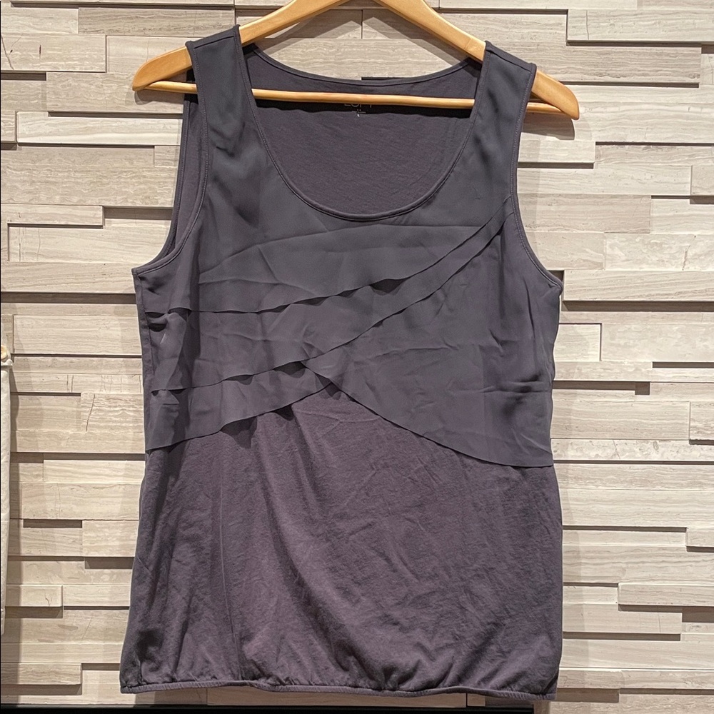 LOFT Charcoal Layered Tank Top -NWOT Size Large